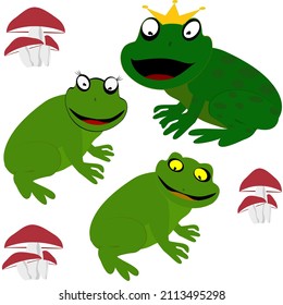 Cartoon green frog  Amphibian vector illustration.