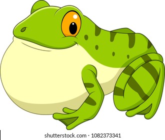 Cartoon green frog croaking