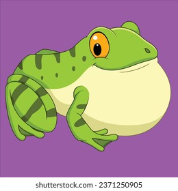 Cartoon green frog croaking character design illustration