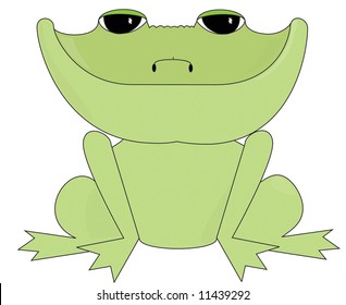 cartoon green frog vector illustration