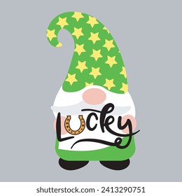 Cartoon green gnome. St patric day background.