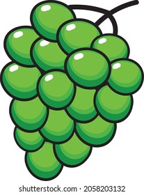 cartoon green grape ilustration vector cute fresh fruit fruits nature good yummy isolated white background delicious 