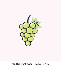 Cartoon Green Grapes Vector: Fresh and Vibrant Fruit Illustration for Food and Nature Themes