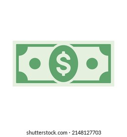 Cartoon green gray paper dollar currency banknote bill. Flat vector illustration isolated on white background. Business, banking, gambling concept. Suitable for infographics, web, app, game interface 