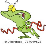 cartoon green happy alien
