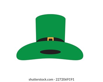 Cartoon green hat with a ribbon and a loop on a white background. Vector illustration