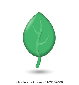 Cartoon green leaf ecology concept. Organic plant extract non gmo symbol. Flat natural seedling farm market vector illustration