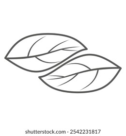 Hoja verde de la historieta, aislada en el fondo blanco. Ilustración vectorial de hojas frescas