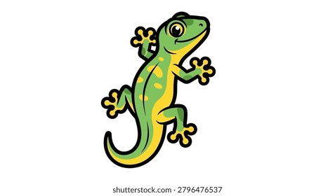 A cartoon green lizard standing upright