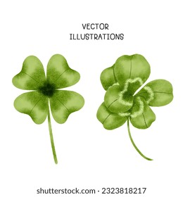 Cartoon Green Lucky Four Leaf Irish Clover