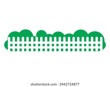 Cartoon Green Lush Behind White Fence Icon