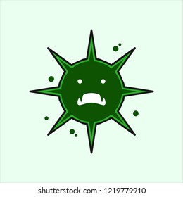 cartoon green microbe virus mascot logo cute illustration