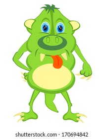 Cartoon of the green monster on white background