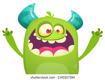 Cartoon green monster screaming