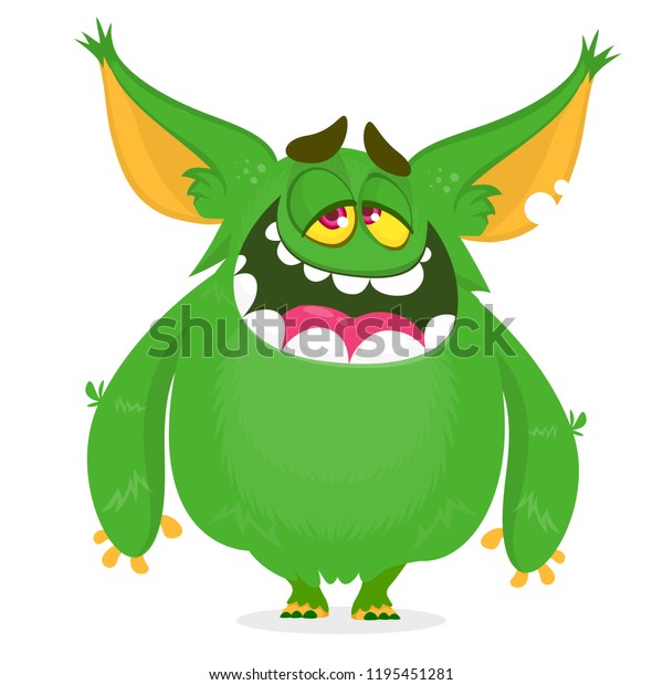 Cartoon Green Monster Vector Illustration Clipart Stock Vector (royalty 