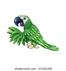Cartoon green parrot