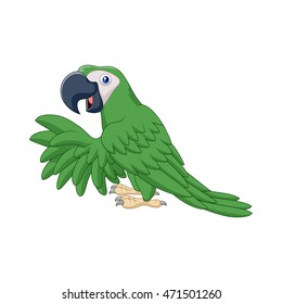 Cartoon green parrot