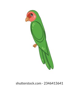 Cartoon green parrot hand drawn isolated on a white background. Flat design.