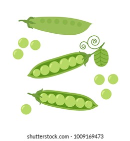 Cartoon Green Peas. Vector illustration.