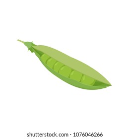 Cartoon Green Peas. Vector illustration in flat desugn.