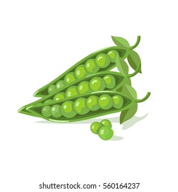 Cartoon Green Peas. Vector Illustration.