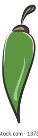 Pimienta verde de dibujos animados con un signo de exclamación y un dibujo o ilustración de color vectorial de color gris 