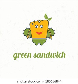 Cartoon green sandwich