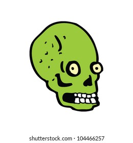 cráneo verde de caricatura