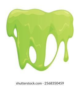 A cartoon green slime with a bright, glossy look and a spreadable shape. Isolated on a clean white background, designed for a fun and whimsical design.