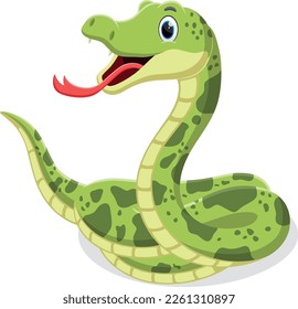 Cartoon green snake isolated on white background