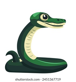 Cartoon green snake on white background. Symbol of 2025 lunar new year