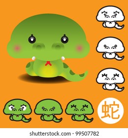 Cartoon green snake vector