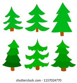 Cartoon Green Spruce Set Isolated On Stock Vector (Royalty Free ...