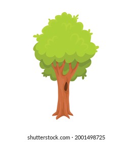 Cartoon green tree for game landscape vector illustration