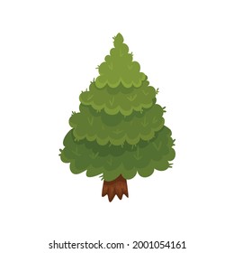 Cartoon green tree for game user interface vector illustration