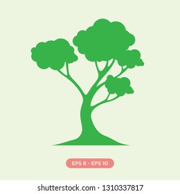 Cartoon of green tree icon silhouette vector design element. Flat tree graphic design vector. Vector illustration EPS.8 EPS.10