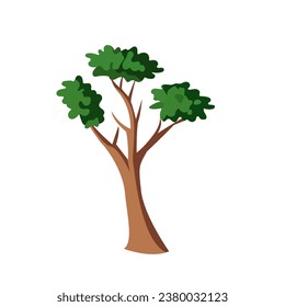 Cartoon green tree vector illustration, natural forest plants