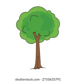 Cartoon Green Tree Vector Illustration. Perfect for childrens books, educational materials, games, apps, nature themed projects, logos, stickers and environmental graphics.