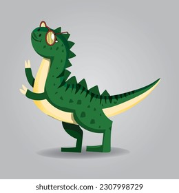 Cartoon green t-rex dinosaur have a funny character print ready for tee shirt 
