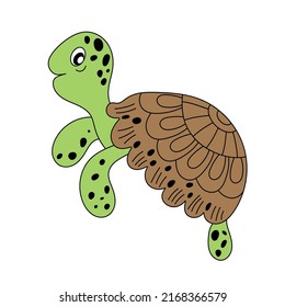 cartoon green turtle with brown shell
