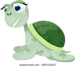 cartoon green turtle isolated on white background