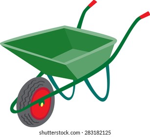 A Cartoon Green Wheelbarrow