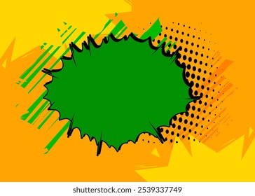 Fondo verde y amarillo de la historieta, telón de fondo del cómic. Diseño de arte pop de cómics de Vector retro.