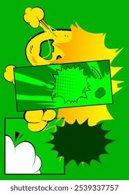 Cartoon green and yellow background, comic book backdrop. Retro vector comics pop art design.