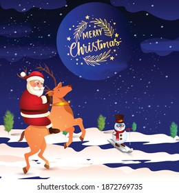 Cartoon greeting card 2020 happy christmas vector