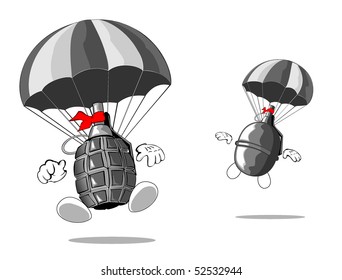 cartoon grenades with parachute