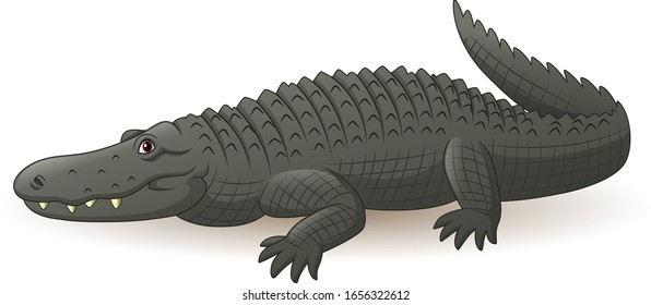 Cartoon grey alligator isolated on white background