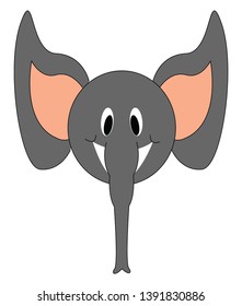 Cartoon grey elephant head vector illustration 
