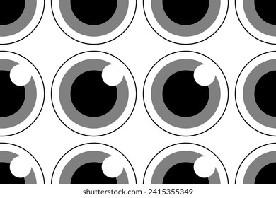 Ojos grises caricaturizados. Patrón vectorial transparente para diseño y decoración.