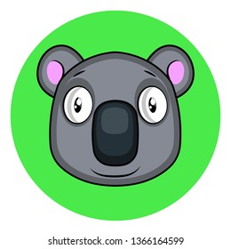 Ilustración vectorial de koala gris caricatura sobre fondo blanco